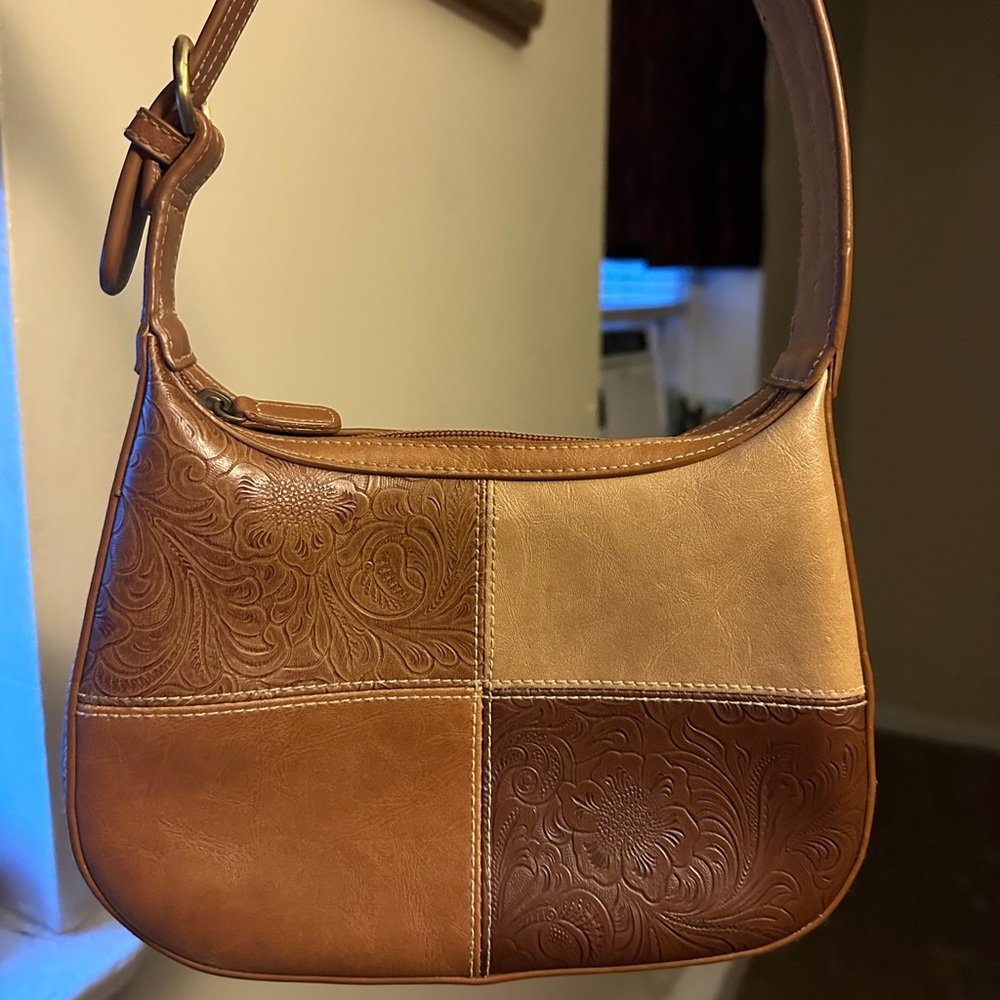 Brown boho floral handbag